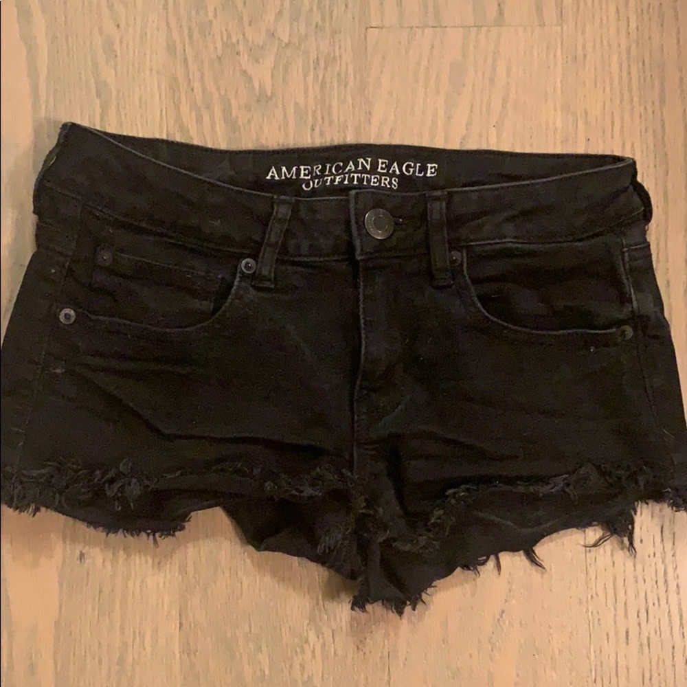 black jean shorts